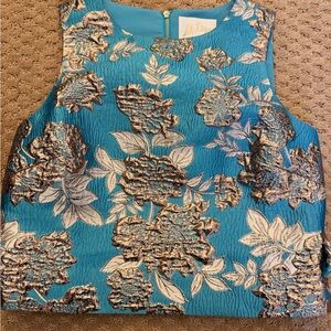 Lilly Pulitzer Teal and Gold Floral Crop Top